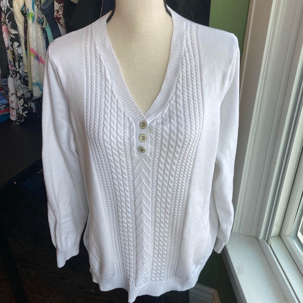 Allison Daley White Sweater Women's Large